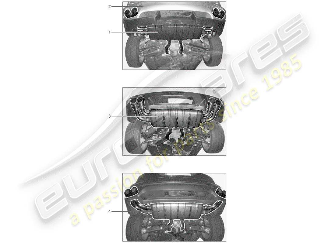 porsche 2006 (tequipment cayenne) exhaust system part diagram