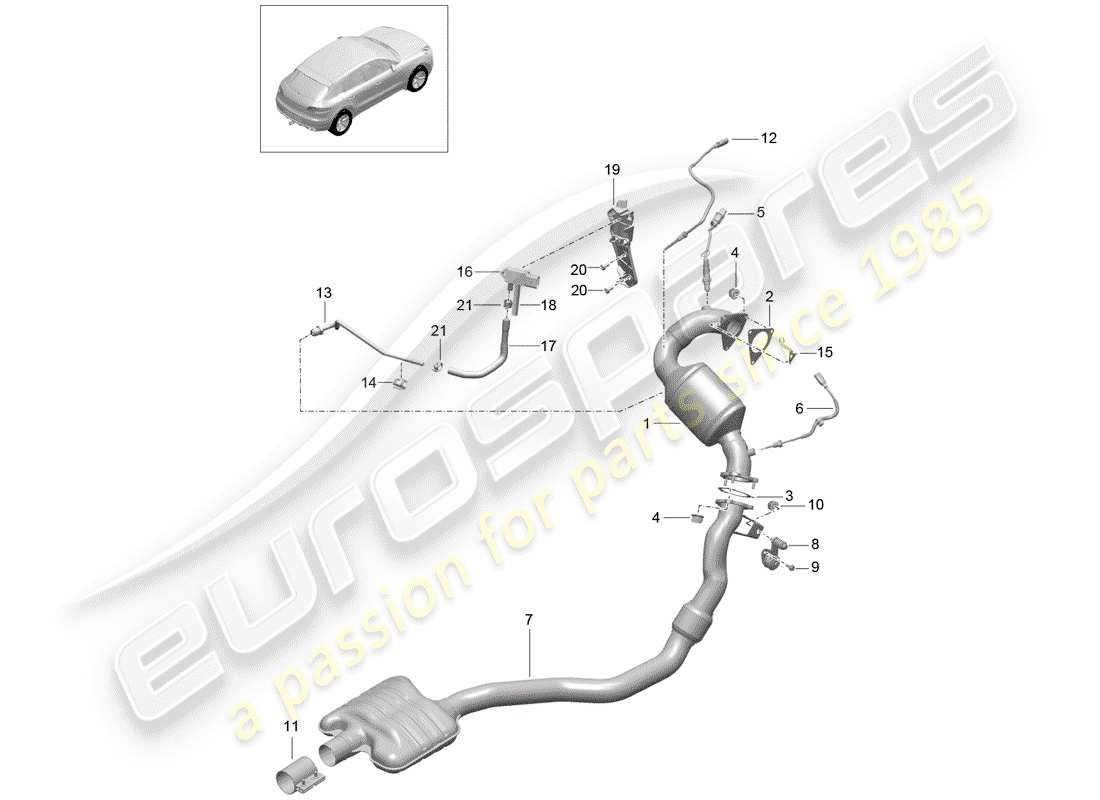 porsche 2016 (macan) exhaust system part diagram