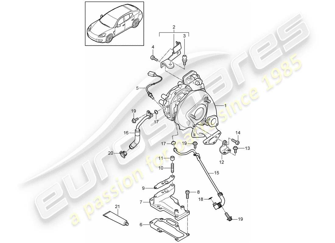 porsche 2015 (panamera 970) exhaust gas turbocharger part diagram