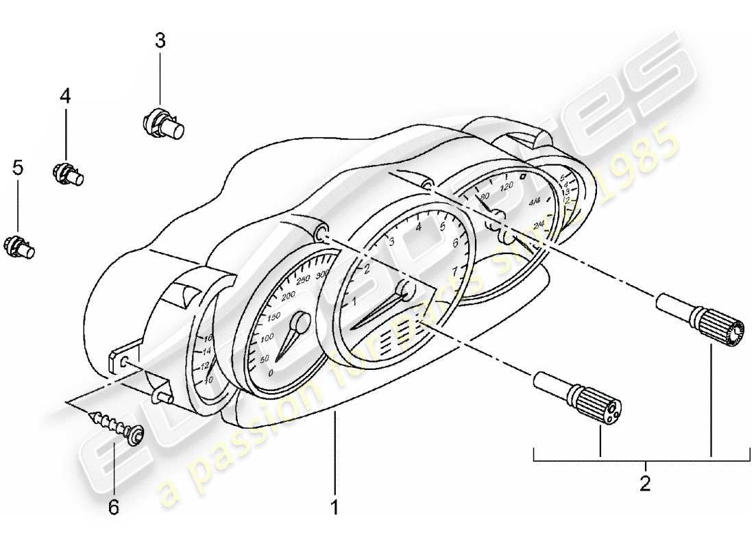 porsche 2005 (996) instrument cluster - complete - d - mj 2001>> part diagram