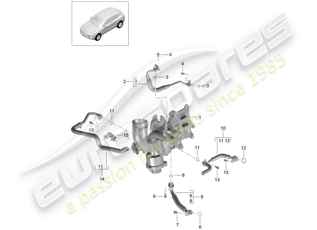 porsche 2016 (macan) oil pressure line part diagram