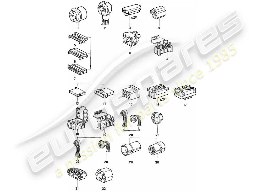 porsche 1986 (944) connector housing parts diagram