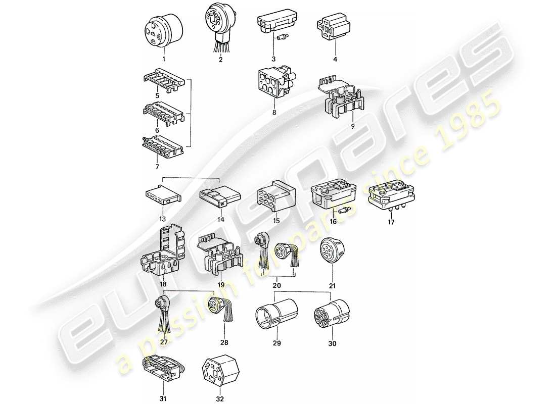 porsche 1990 (944) connector housing part diagram