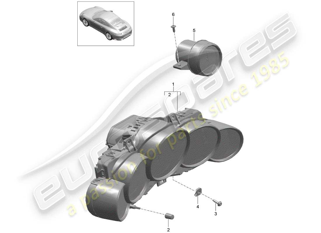 porsche 2020 (991-2) instrument cluster part diagram