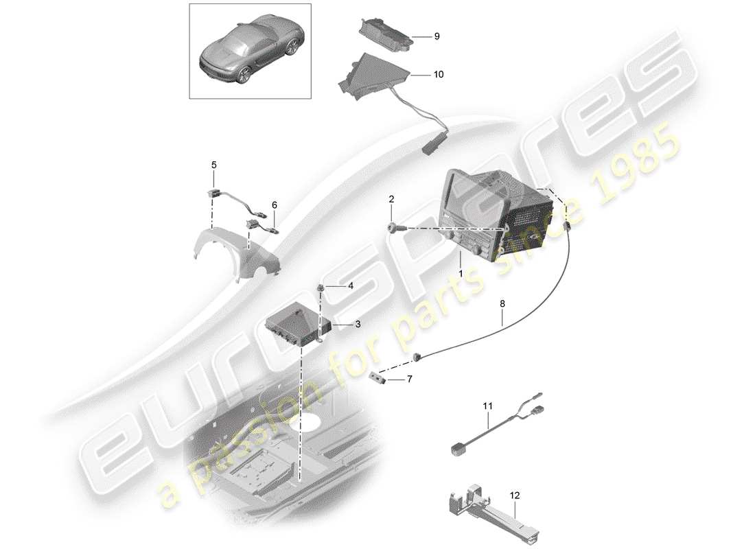 porsche 2012 (981 boxster) operating unit part diagram