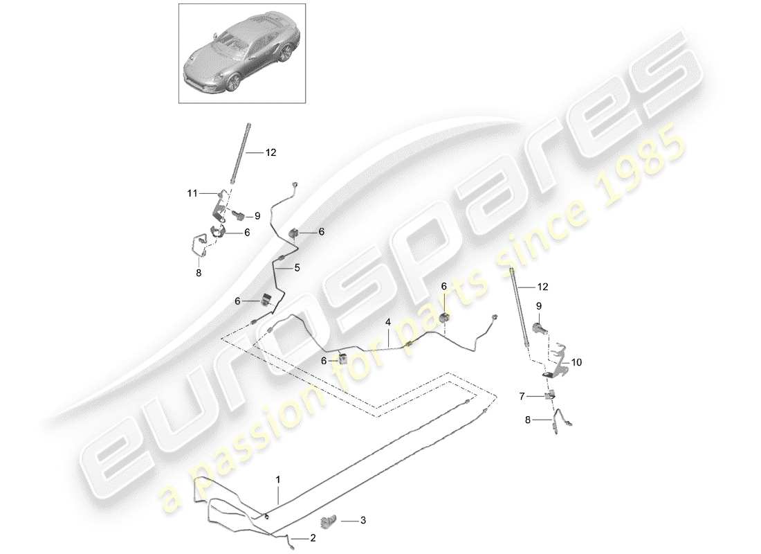 porsche 2019 (991-2 turbo) brake line part diagram