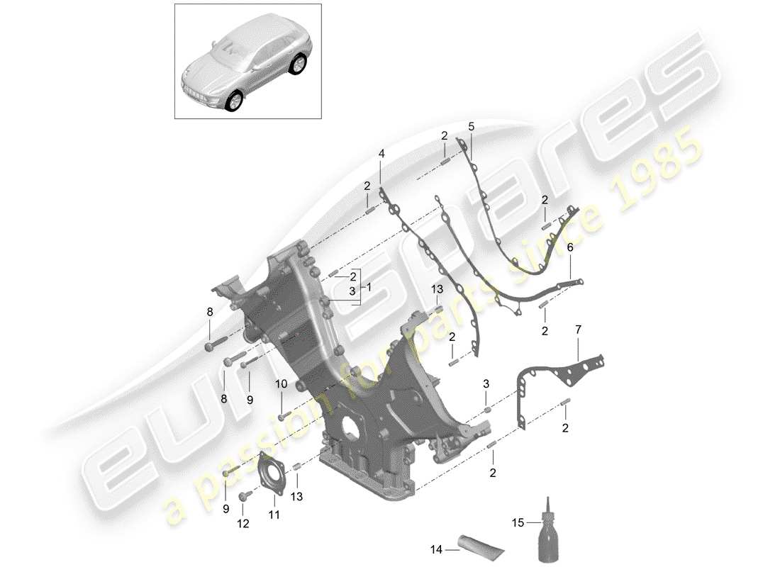 porsche 2016 (macan) timing case cover part diagram