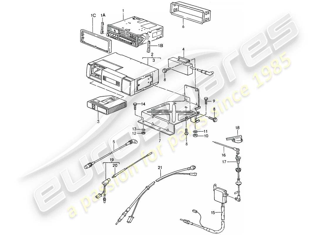 porsche 1995 (968) radio unit - cd-changer part diagram