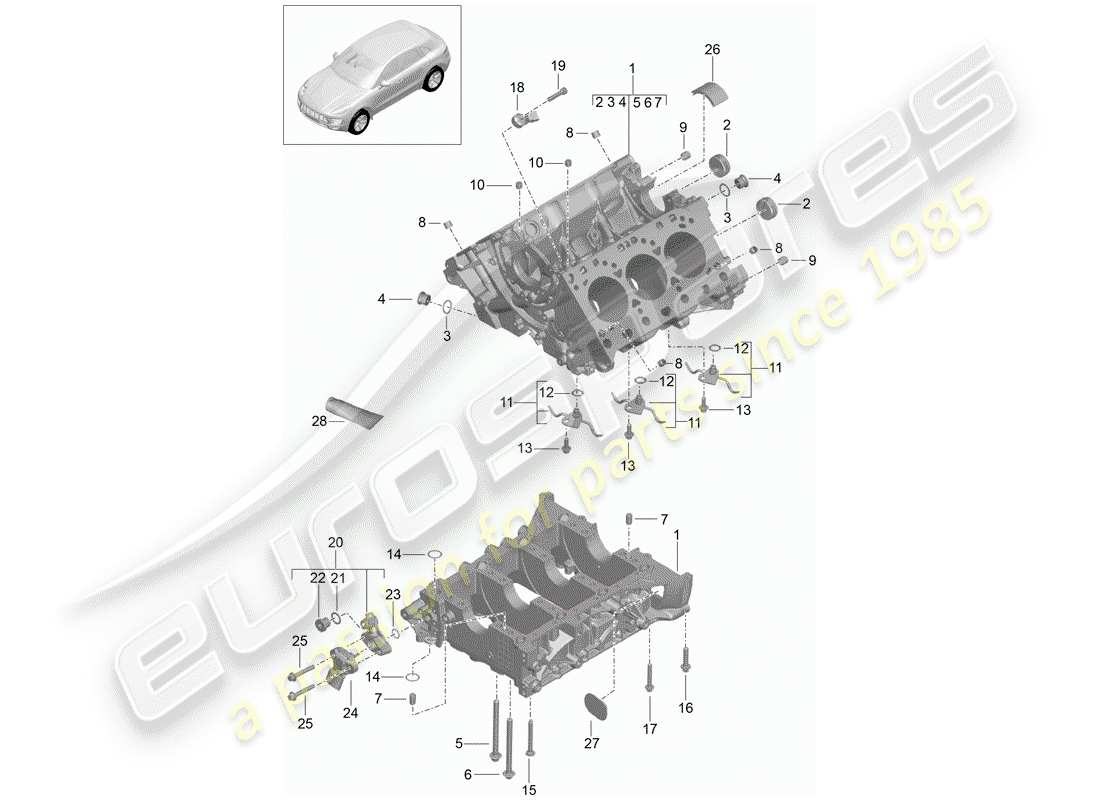 porsche 2015 (macan) crankcase parts diagram