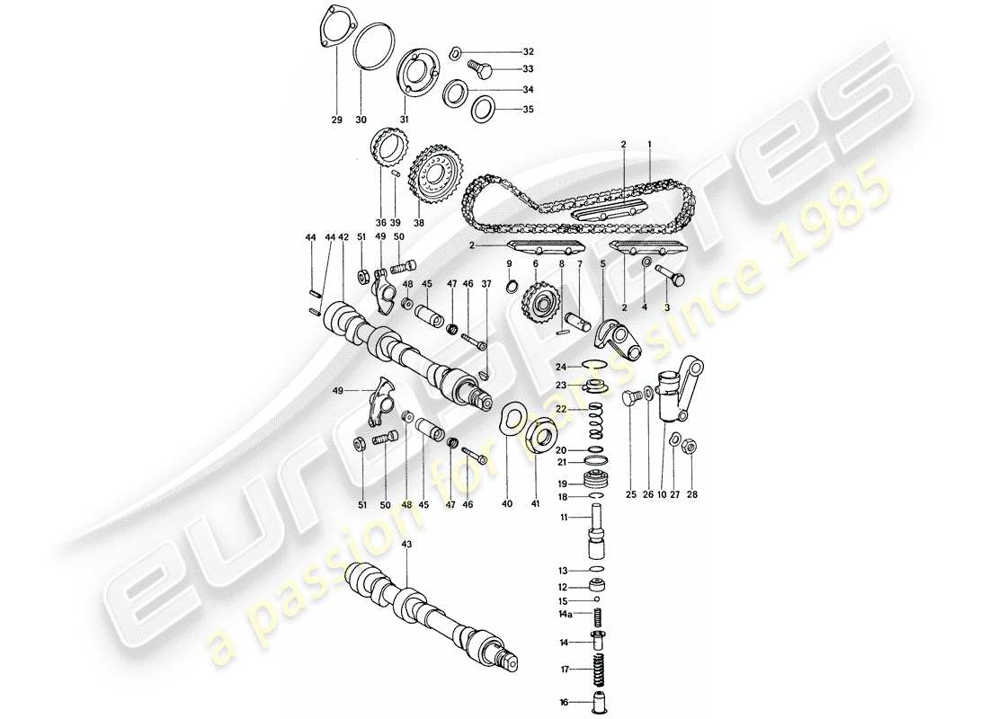 porsche 1974 (911) valve control - repair set for maintenance - tensioner - chain - see illustration: part diagram