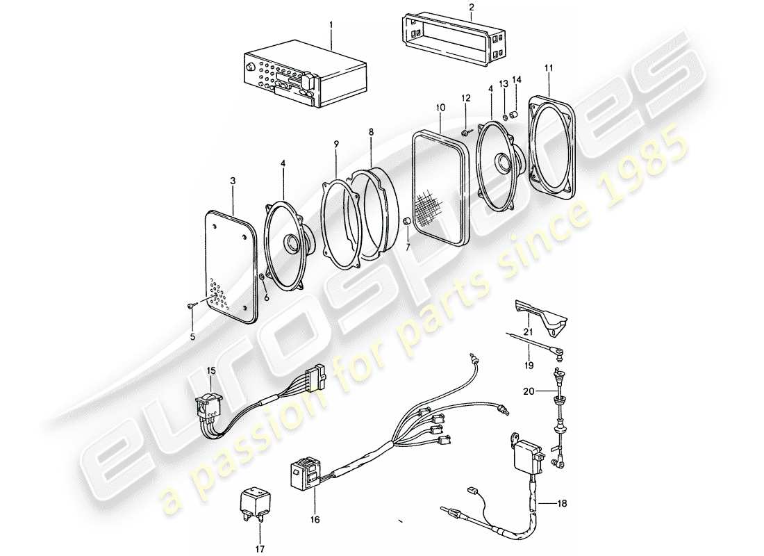 porsche 1988 (944) radio unit parts diagram