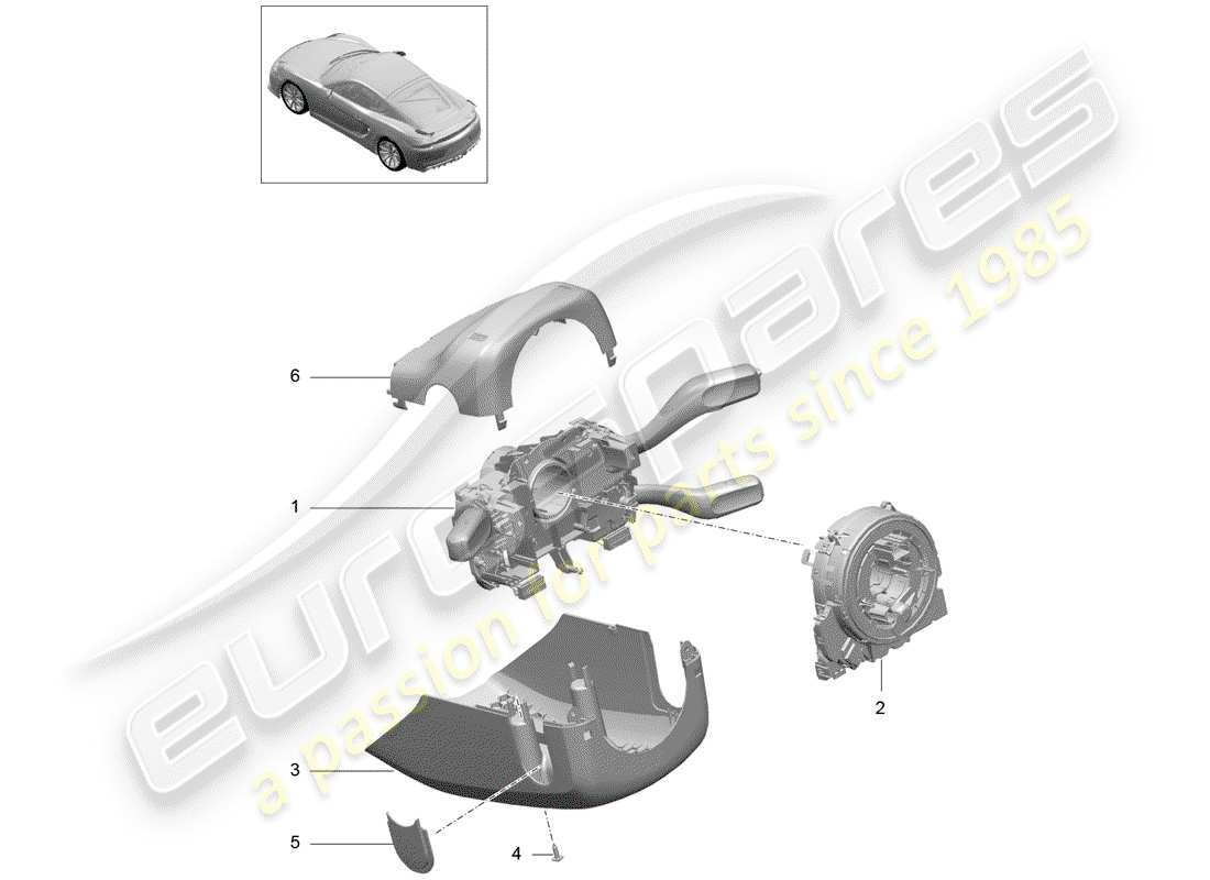 porsche 2016 (981 cayman gt4) steering column switch part diagram
