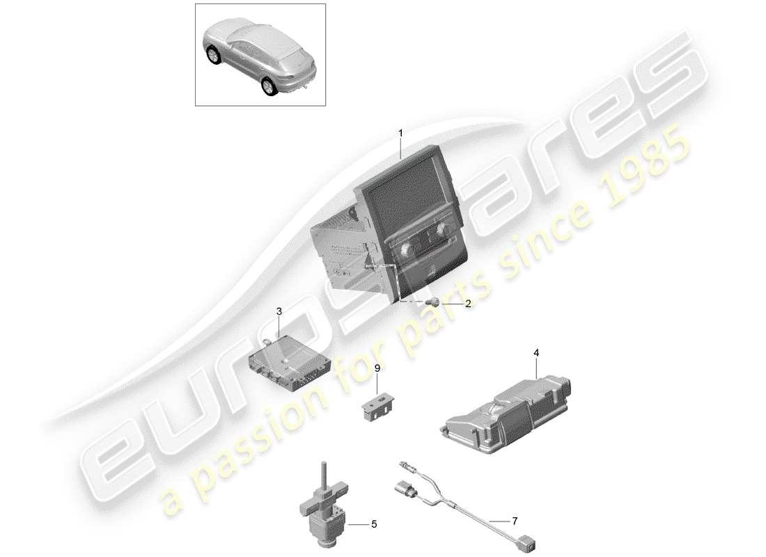 porsche 2015 (macan) operating unit part diagram