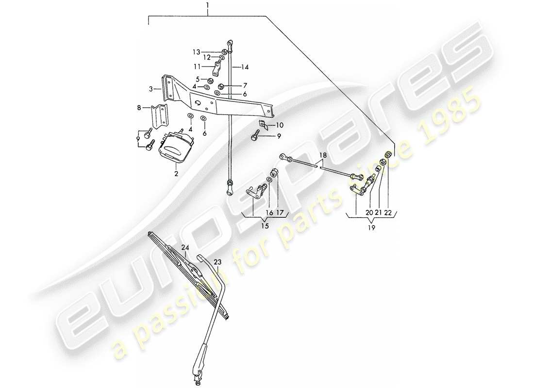porsche 1967 (911/912) rear window wiper part diagram
