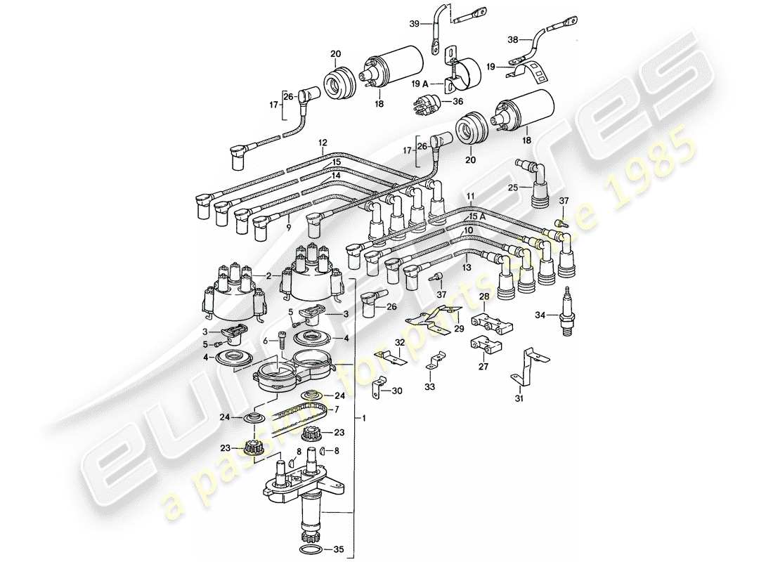 porsche 1985 (928) engine electrics - lh-jetronic part diagram