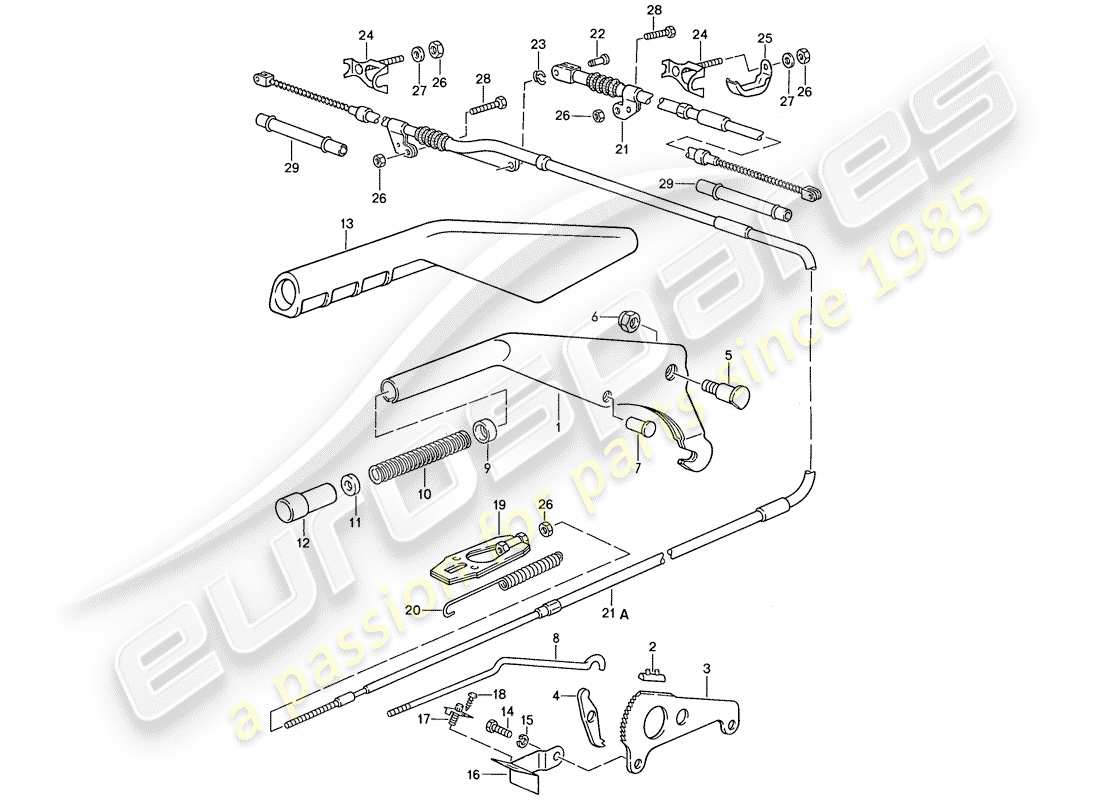 porsche 1987 (928) actuator - handbrake part diagram