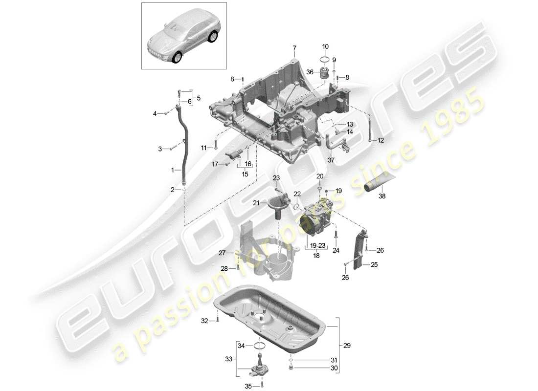 porsche 2018 (macan) oil-conducting housing parts diagram