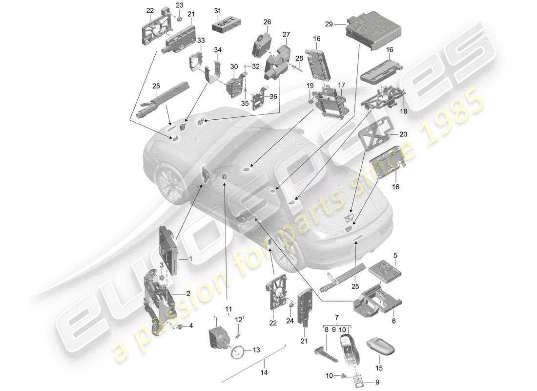 porsche 2012 (981 boxster) control units part diagram