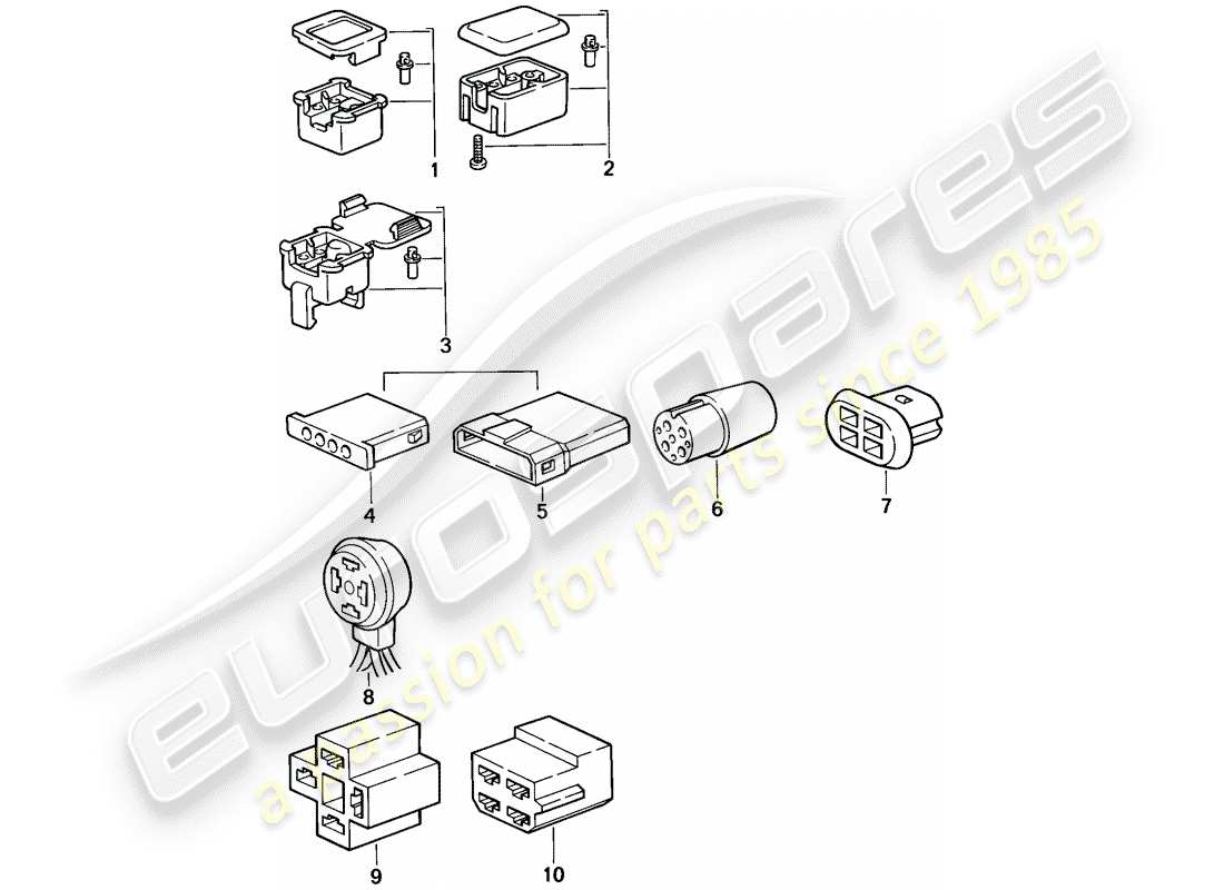 porsche 1988 (944) connector housing - 4-pole parts diagram