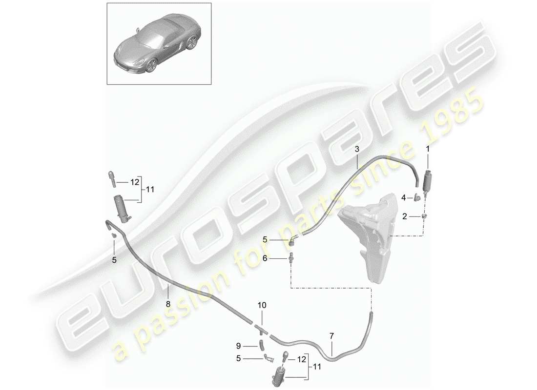 porsche 2012 (981 boxster) headlight washer system part diagram