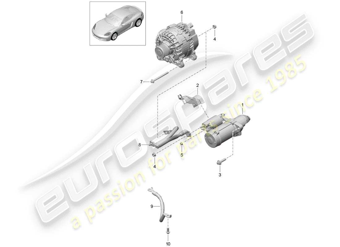 porsche 2018 (718 cayman) starter part diagram