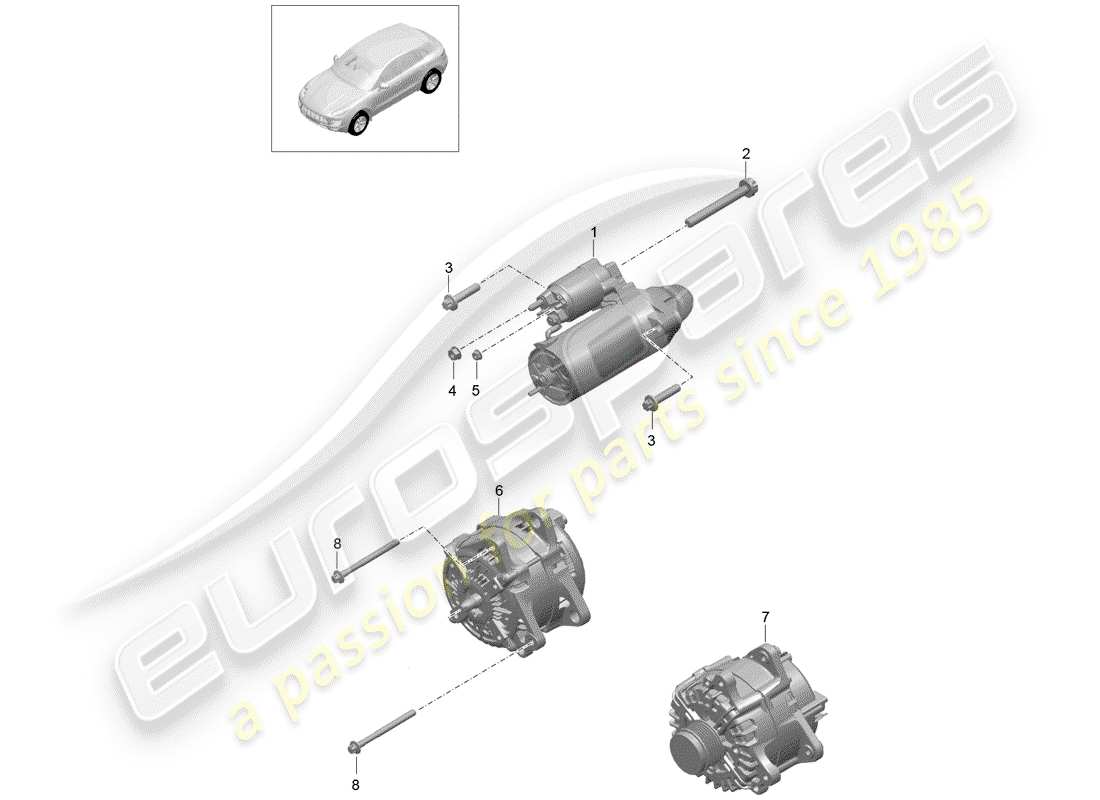 porsche 2018 (macan) starter parts diagram