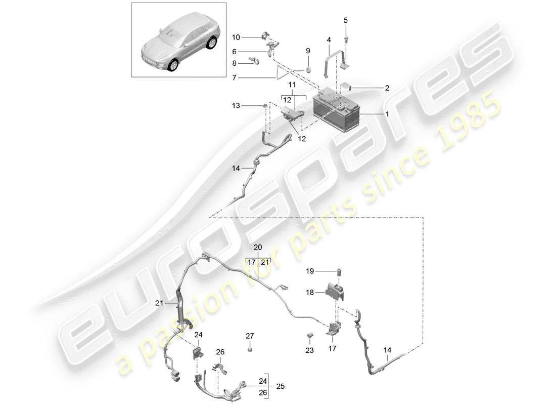 porsche 2017 (macan) battery parts diagram