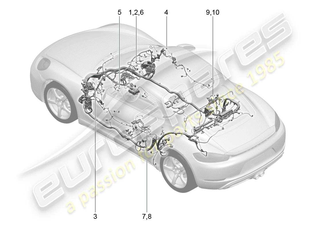 porsche 2017 (718 cayman) wiring harnesses part diagram