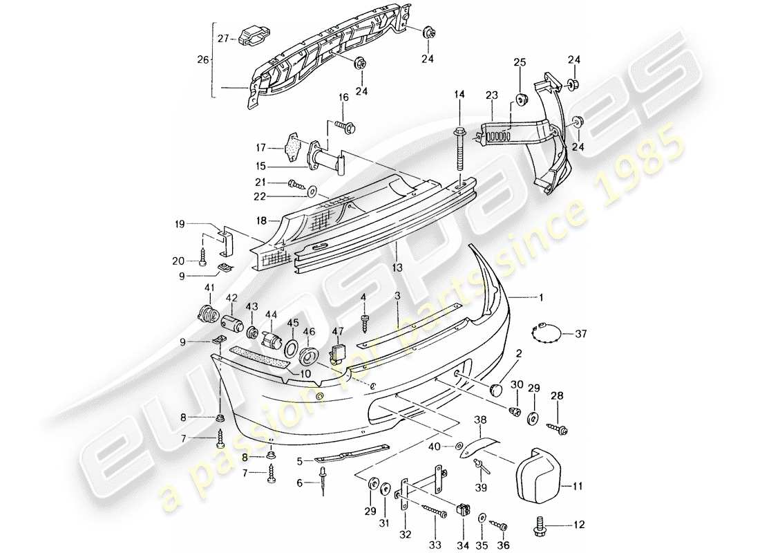 porsche 1997 (986 boxster) bumper part diagram