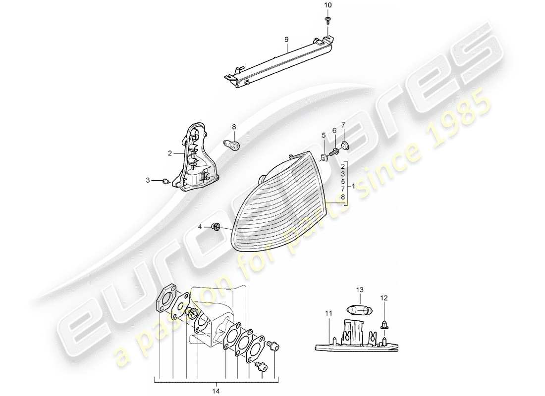 porsche 2003 (cayenne e1 9pa) rear light part diagram