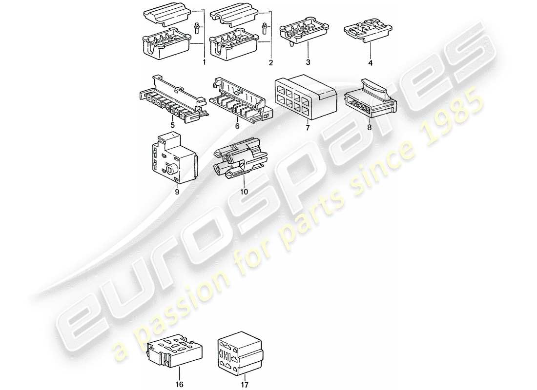 porsche 1990 (944) connector housing - 8-pole - 9-pole part diagram