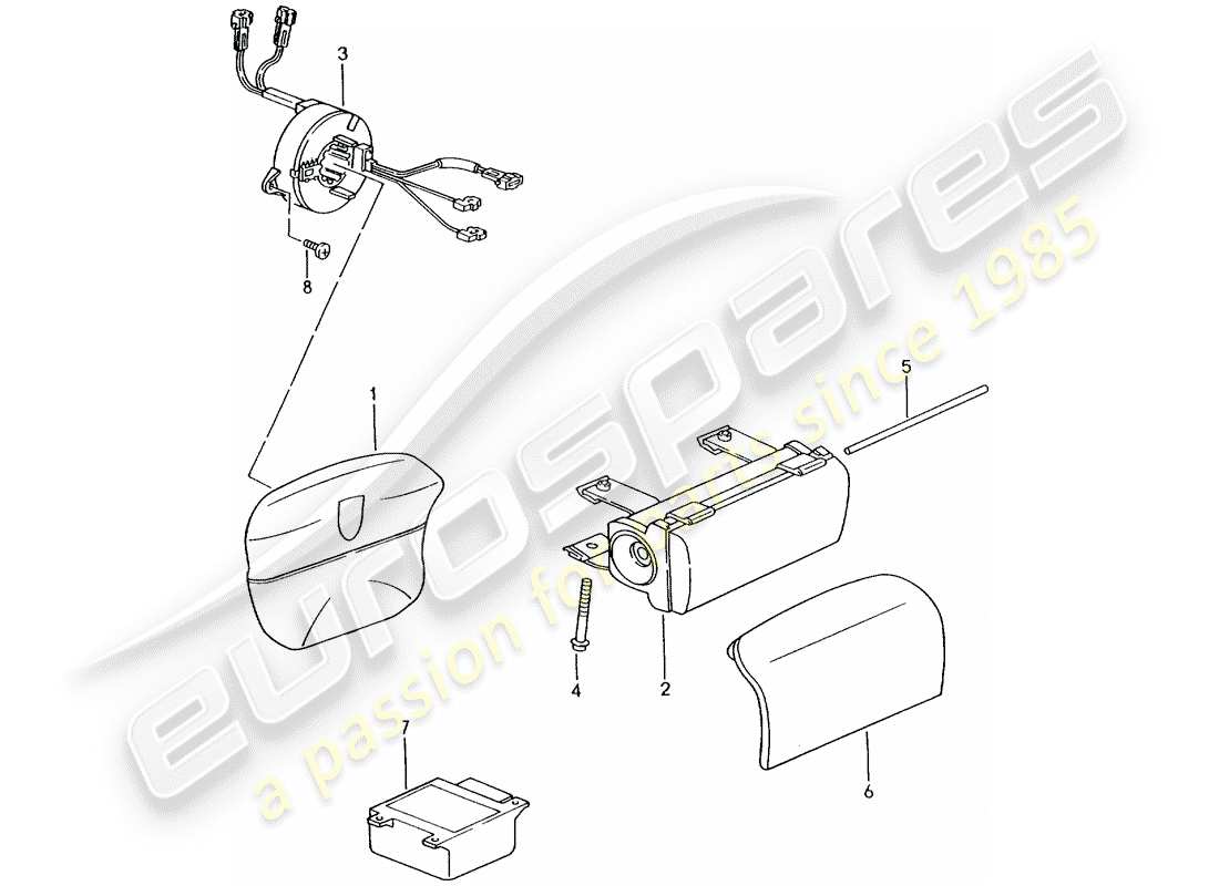 porsche 2002 (996 gt3) airbag part diagram