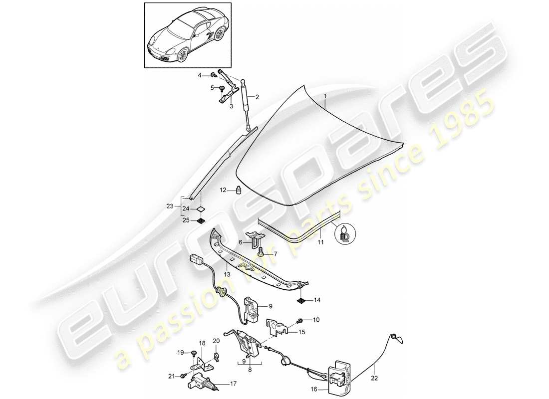 porsche 2010 (987 cayman) cover part diagram