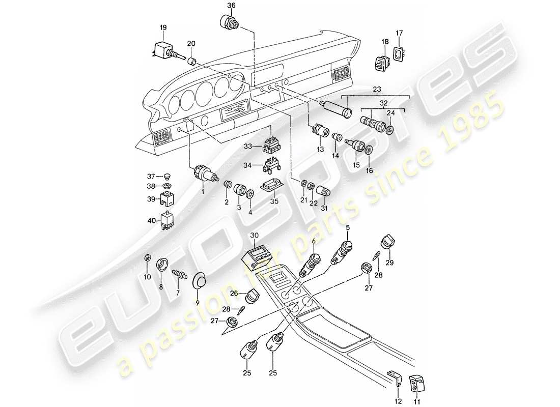porsche 1988 (959) switch parts diagram