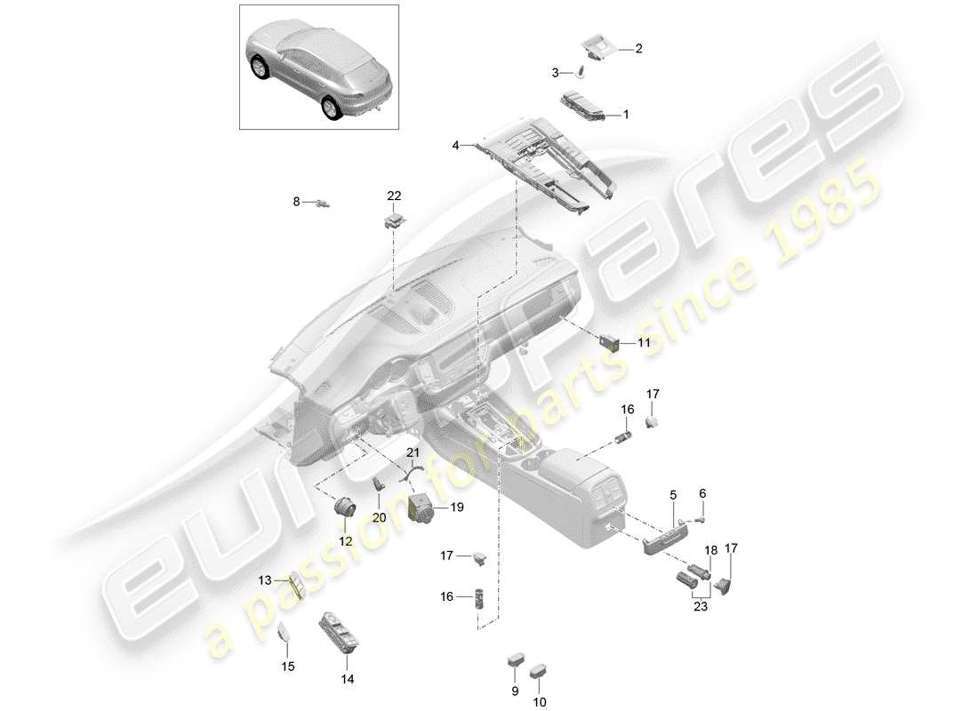 porsche 2018 (macan) switch parts diagram