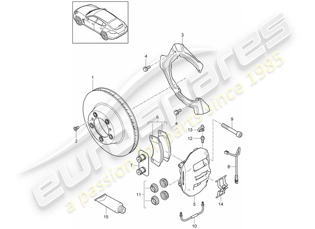 porsche 2010 (panamera 970) disc brakes part diagram