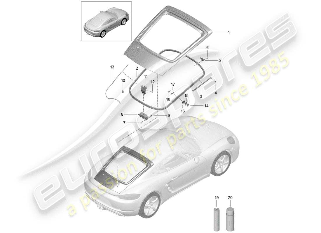 porsche 2020 (718 cayman) cover part diagram