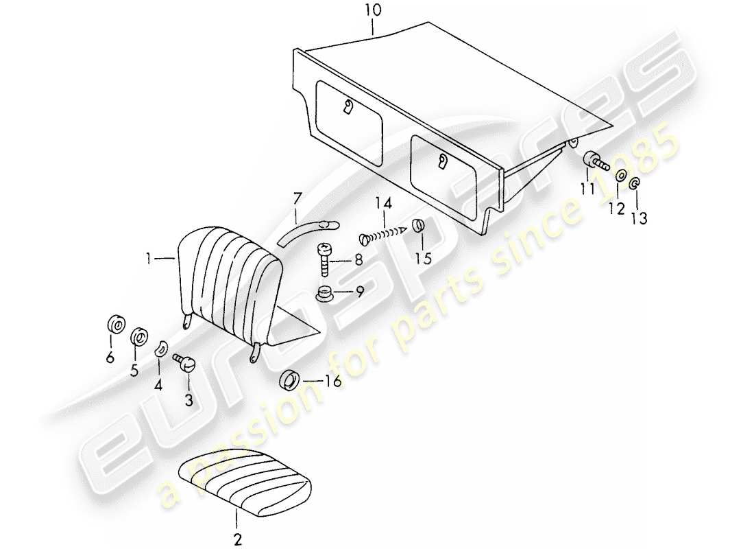 porsche 1973 (911) emergency seat part diagram