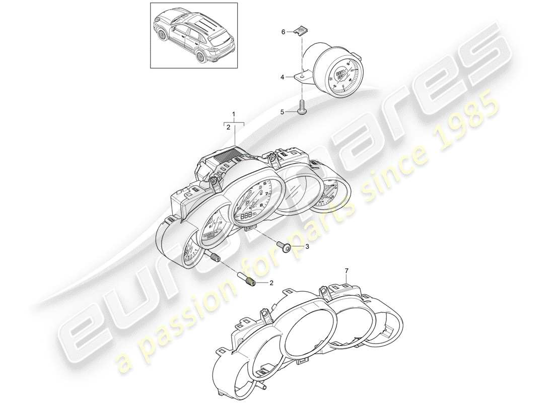porsche 2018 (cayenne e2 92a) instruments parts diagram