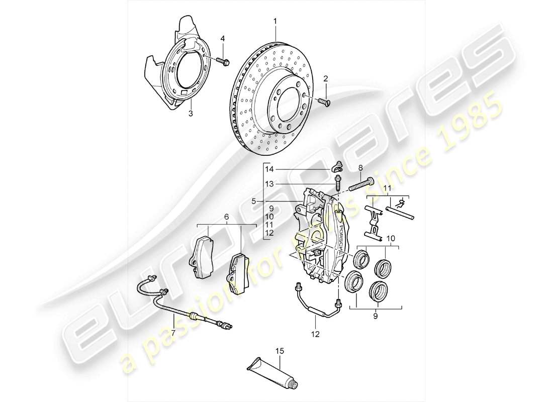 porsche 2012 (987 cayman) disc brakes part diagram