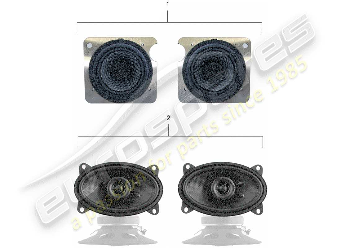 porsche 1976 (911) porsche classic - loudspeaker kit - sound system part diagram