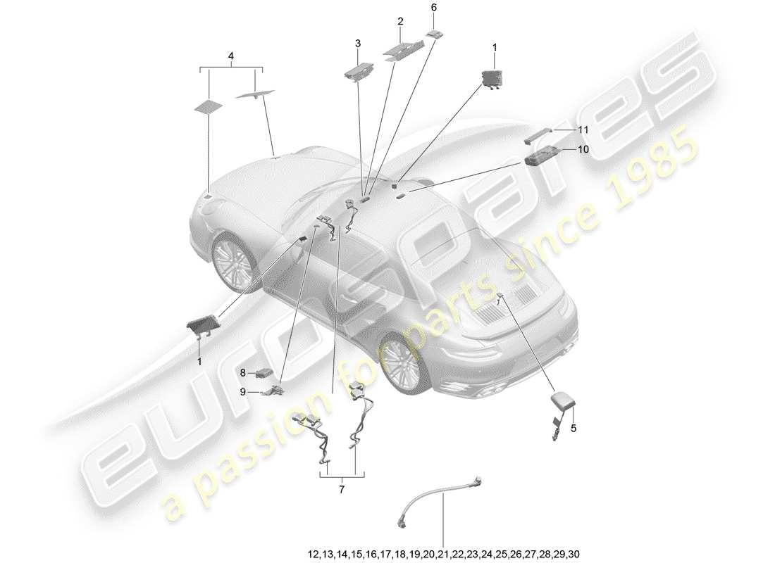 porsche 2016 (991-1 turbo) antenna part diagram