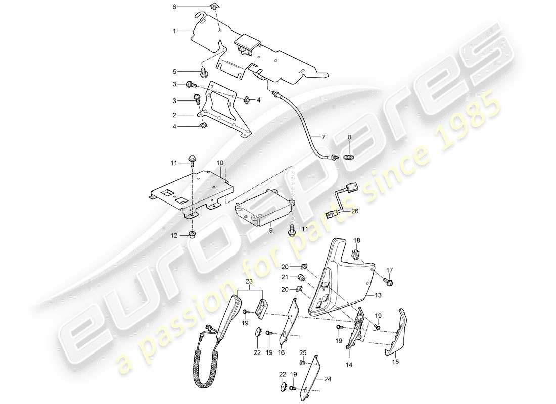 porsche 2008 (997-1 turbo / gt2) telephone parts diagram