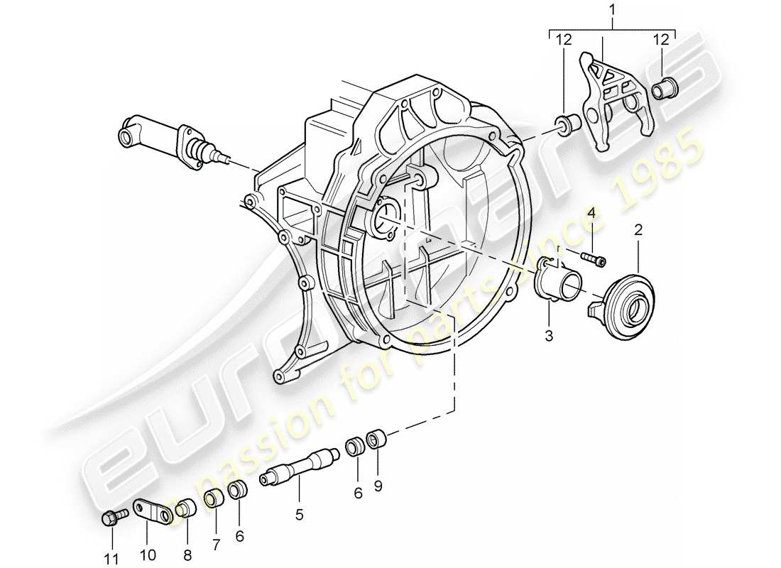 porsche 2008 (997-1 gt3) clutch release part diagram
