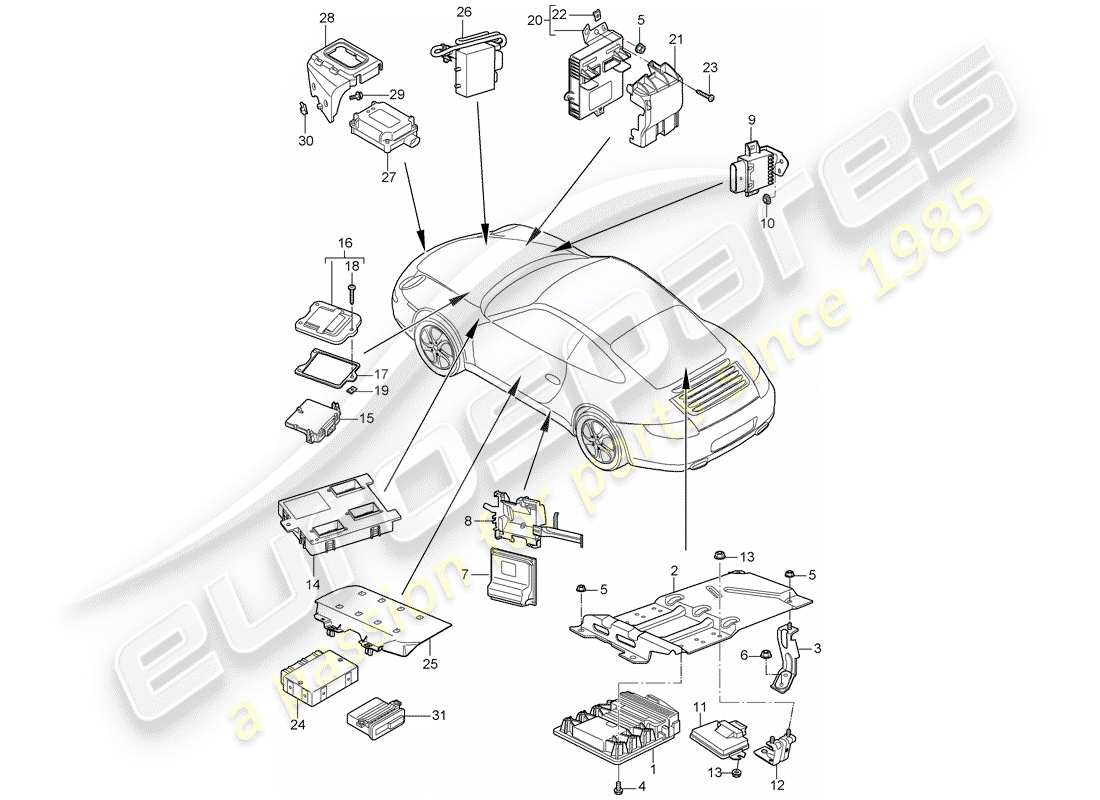porsche 2011 (997-2) control units parts diagram