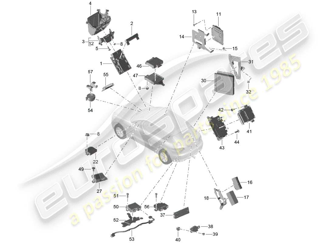 porsche 2018 (macan) control units parts diagram
