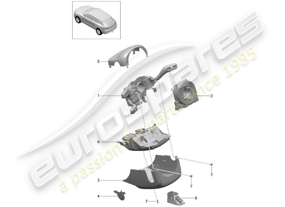 porsche 2018 (macan) steering column switch parts diagram