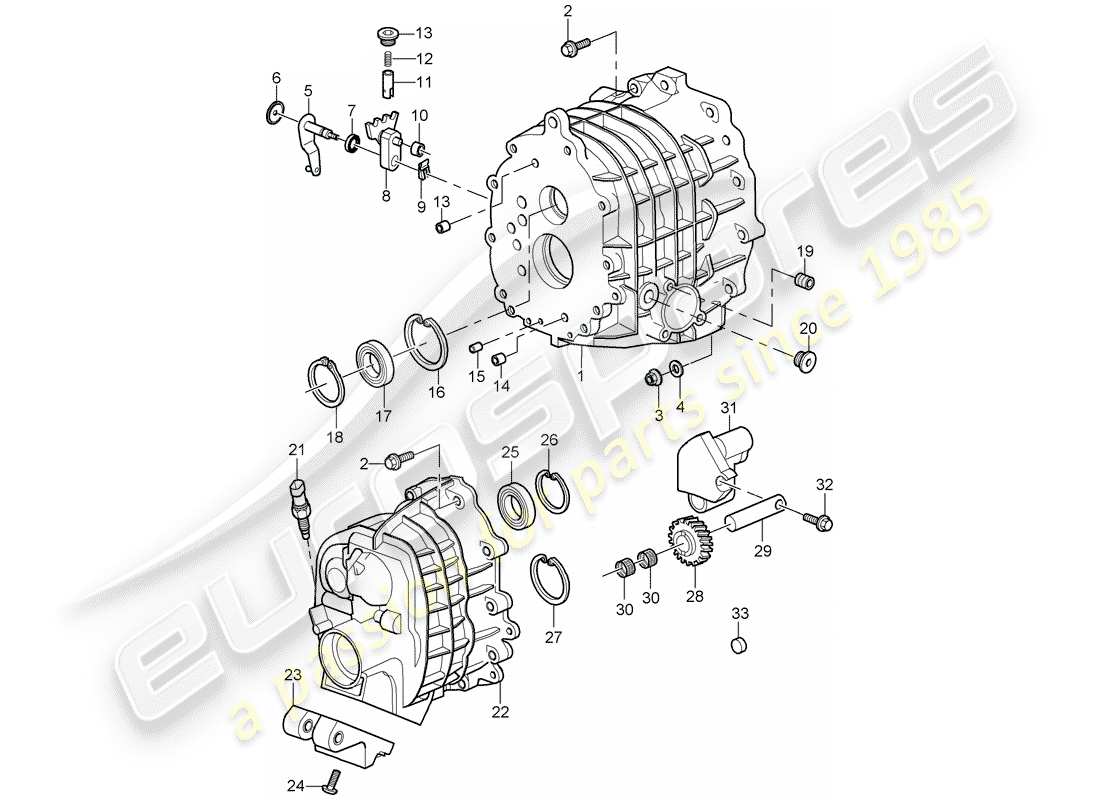 porsche 2008 (997-1 gt3) gear housing part diagram