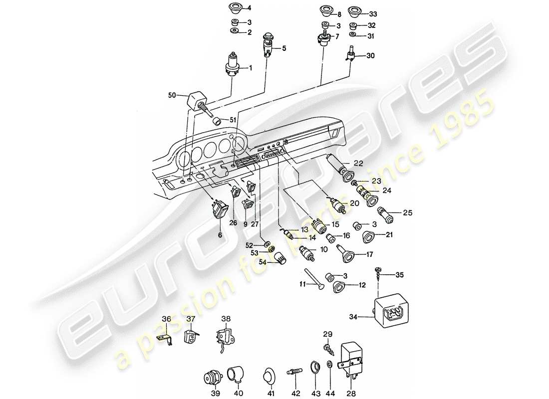 porsche 1975 (911) switch part diagram