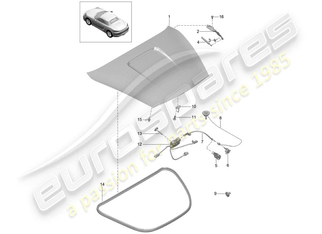 porsche 2018 (718 boxster) cover part diagram